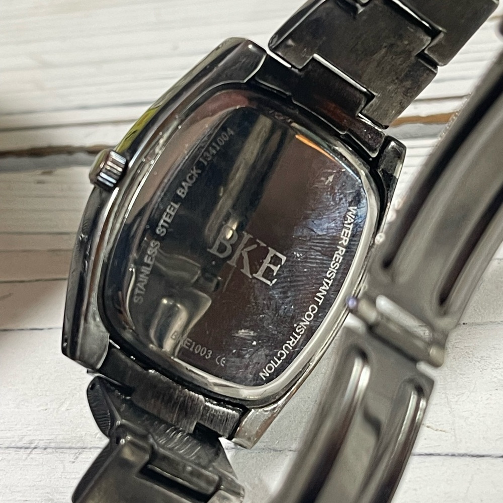 *NEW BATTERY* BKE watch fleur-de-lis Lily Saints Rhinestone Gunmetal Black Steel - Picture 12 of 12